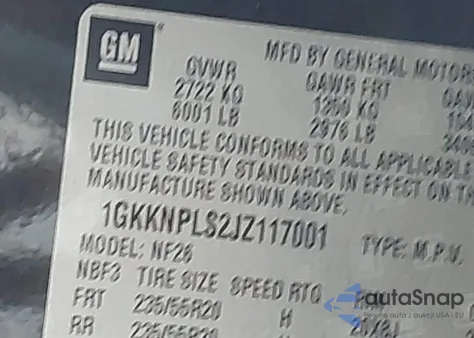 2018 GMC Acadia Denali из США, поврежденный, VIN 1GKKNPLS2JZ117001